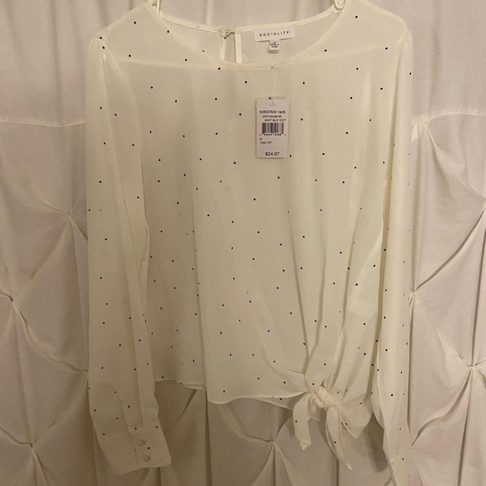 Socialite medium polka dot blouse with tags